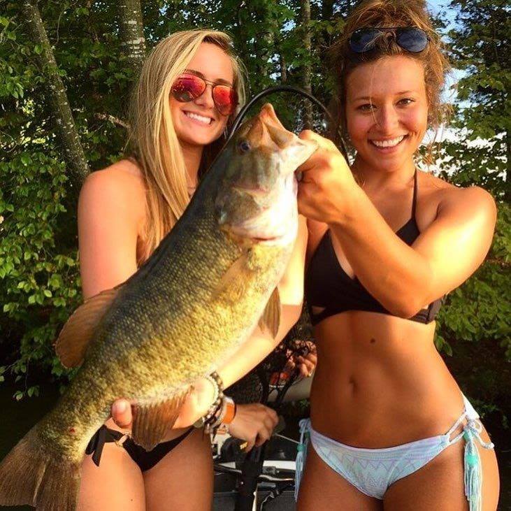 Hot babes fishing